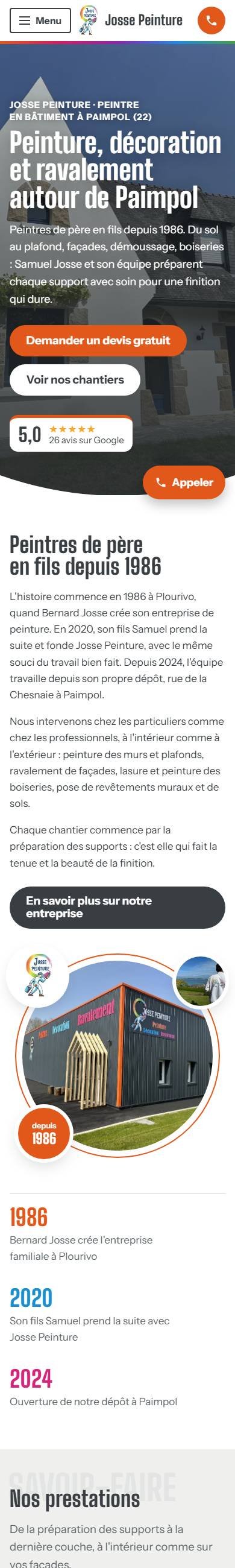 Site de Josse Peinture sur téléphone, peintre en bâtiment à Paimpol